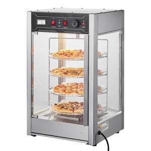VEVOR Commercial Food Warmer Display for 14" Pizza, 4-Tier Pizza Warmer with Rotary Steam Heating, 86℉~185℉ Temperature Control and Temp Display - 1 of 4