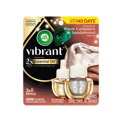 Air Wick Vibrant Scented Oil Air Freshener Refills - Warm Cashmere & Sandalwood - 1.34 fl oz/2ct