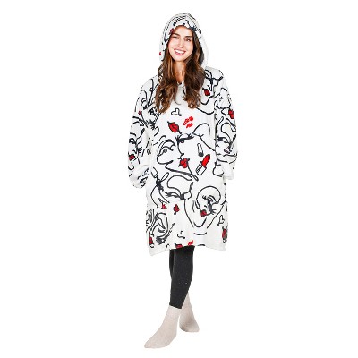 Tirrinia Women Printed Oversized Fleece Wearable Blanket Hoodie Sweatshirt Soft Cozy Gift Wife Woman