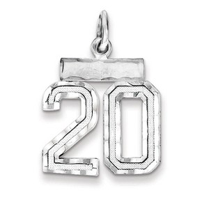 Black Bow Jewelry Sterling Silver, Varsity Collection, Small D/C Pendant, Number 20 - 1 of 4
