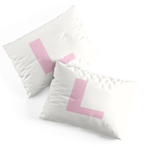Deny Designs Standard April Lane Art Block Pink Monogram L Microfiber Printed Pillow Sham - 1 of 3