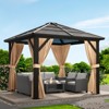 Canopy Gazebo with PC Patio Roof, Mosquito Netting, Anti-UV, Permanent Pavilion for Patio, Backyard, Lawn, Grey - 3 of 4