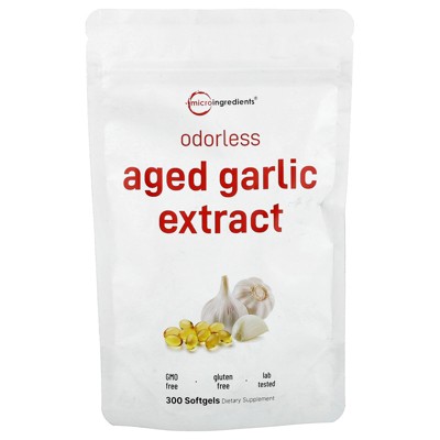 Micro Ingredients Odorless Aged Garlic Extract, 300 Softgels (250 mg per Softgel)