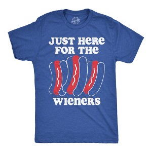 Mens Funny T Shirts Just Here For The Wieners Sarcastic Cookout Graphic Novelty Tee For Men - Crazy Dog Men's T Shirt - 1 of 4