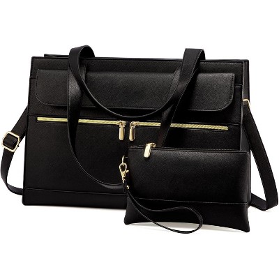 for Women 15.6 Inch Tote Work Professional Leather Computer Briefcase Waterproof Handbag Shoulder Large