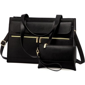 for Women 15.6 Inch Tote Work Professional Leather Computer Briefcase Waterproof Handbag Shoulder Large - 1 of 4