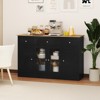 Tangkula 55" Large Buffet Sideboard w/ 3 Drawers 2 See-through Doors Adjustable Shelves - 2 of 4