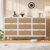 Rattan 9 Drawer Dressers for Bedroom, Tall Dresser with Deep Drawers, Large Chest of Drawers for Closet with Wide Top, Long Wooden Dresser - 2 of 4