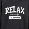 Women's - Instant Message - Relax I'm A Nurse Lightweight French Terry Wide Neck Long Sleeve Graphic Shirt - 2 of 4