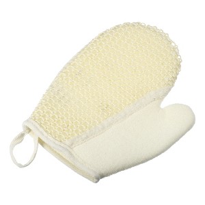 Unique Bargains Bath Shower Gloves 8.66"x7.09" Beige 1 Pc - 1 of 4