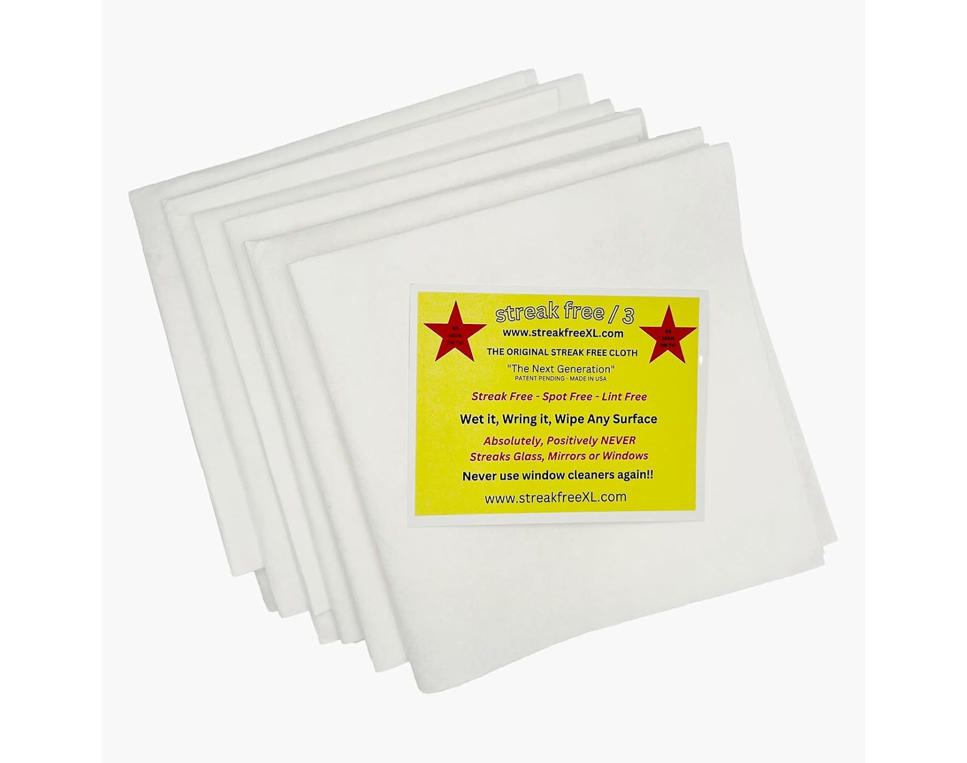 Streak Free Microfiber Cloth, Reusable Cleaning Cloth for Glass, Surfaces & Electronics 6-Pack