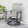 Wicker Rattan Swivel Patio Glider Chair Set of 2, Outdoor Glider Chair with Steel Frame, High Back, Armrests - 3 of 4