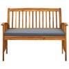 vidaXL Outdoor Patio Bench with Cushion Solid Acacia Wood - Dark Gray 46.9" - 3 of 4