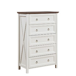 NicBex Farmhouse Bedroom Dressers with Drawers,Chest of Drawers for Bedroom,Wooden Dresser with Retro Handle Ring - 1 of 4
