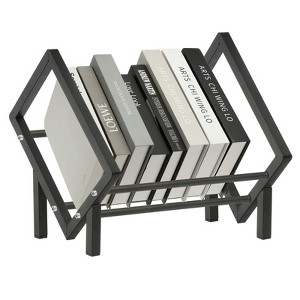 Unique Bargains Stainless Steel Magazine CD Storage Desk Decorative Bookshelf - 1 of 4