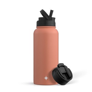 JoyJolt Vacuum Insulated Water Bottle with Flip Lid & Sport Straw Lid - 32 oz Large Hot/Cold Vacuum Insulated Stainless Steel Bottle - 1 of 4