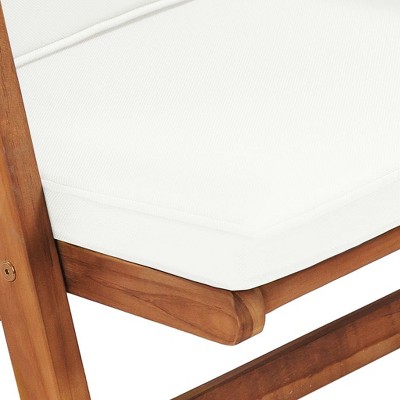 Teak Wood Reclining Patio Chairs with White Cushions