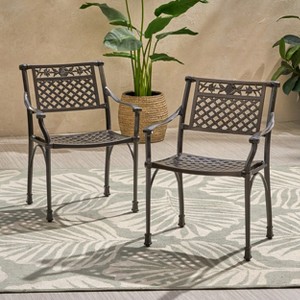 Christopher Knight Home Canterbury Outdoor Aluminum Dining Chairs(Set of 2) - 1 of 4