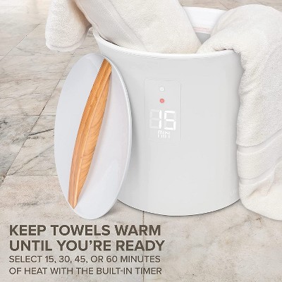 White Bucket Style Towel Warmer with LCD Display