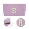Unique Bargains Corduroy Rectangular Letter Makeup Bag Pink Purple 1 Pc - 4 of 4