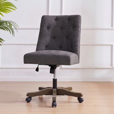 Ergonomic Office Chair Armless Upholstered Swivel Task Chair with Adjustable Height and Tilt for Home Desk-3irtyhousy