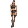 Memoi Women's 2 Piece Monique Fishnet Bralette and Garter Set - 3 of 4