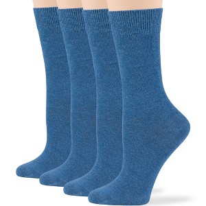 Women Cotton Solid Dress Socks - 4 Pack - Black, Brown, Blue, Grey, Beige  Khaki Shoe Size 5-9 M, 8-12 L | 7BIGSTARS KINGDOM - 1 of 4