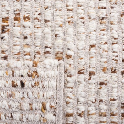 Ivory Beige Handwoven Wool 4' x 6' Area Rug