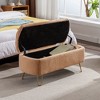 Modern Faux Fur Entryway Bench Upholstered Padded with Storage - 3 of 4