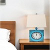 22" Distressed  Metal Bedside Lamp With Beige Shade - 2 of 4