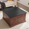 Farmhouse Coffee Table, Rustic Cocktail Table With Hinged Lift Top, Unique Square Accent End Tables With Large Hidden Storage Compartment, Oak - 2 of 4