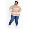 Avenue Women's Plus Size Livvy Roll Neck Stripe Sweater - 30/32, Chai - 3 of 4
