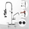 WOWOW Solid Brass Triple Handle Commercial Pull Down Sprayer Kitchen Faucet with Pre-Rinse Sprayer in Chrome - 2 of 4