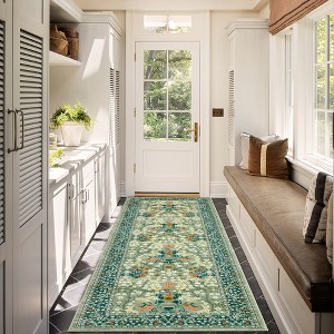 Floral Area Rugs for Living Room Bedroom Indoor Soft Low Pile Non-Slip Rug Farmhouse Rug Home Decor - 1 of 4