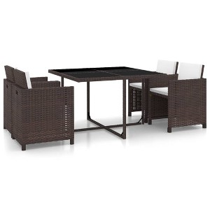 vidaXL 5 Piece Patio Dining Set with Cushions Poly Rattan Brown - 1 of 1
