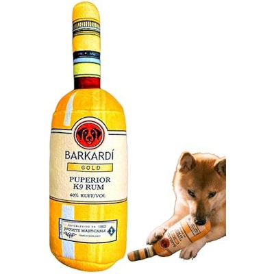 Funny Squeaky Dog Toy Plush with Crinkle Sound - Alcohol Bottle Design with Durable Mesh Lining for Small, Medium, and Large Dogs, Machine Washable