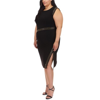 Michael Kors Womens Astor Studded Side Slit Midi Dress