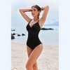 AI'MAGE Women's One Piece Ruched Swimsuit 2025 Tummy Control Bathing Suits V Neck Swimwear - 2 of 3