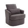 CAVINAS Modern Swivel Lounge Chair, Ergonomic Round Arm Accent Chair with PU Leather Upholstery, 360-Degree Rotating Base & Dual Pillow Support - 3 of 4