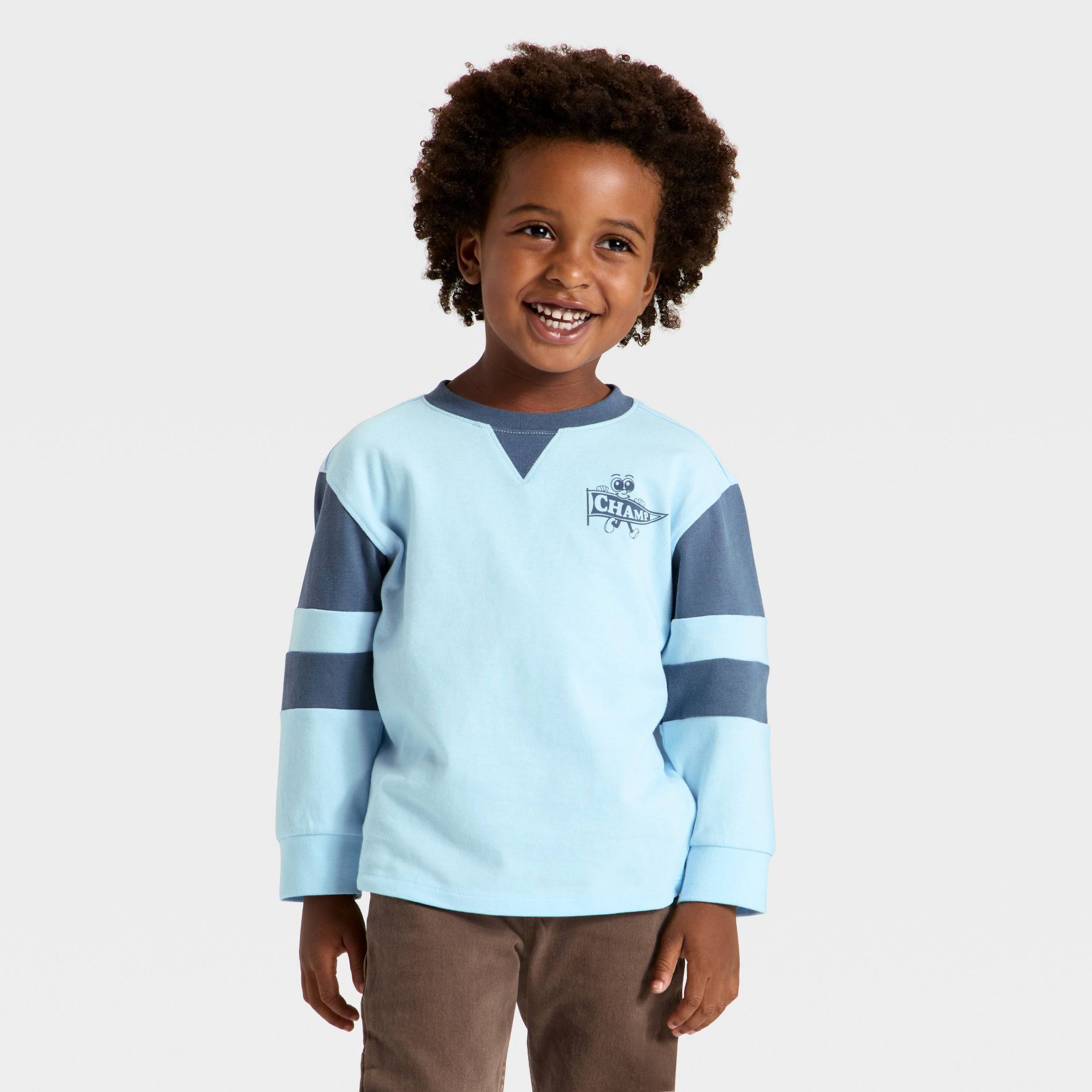 Toddler Boys' Long Sleeve Knit T-Shirt - Cat & Jack™ Aqua Blue 4T