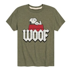 Boys' - Peanuts - Woof Snoopy Short Sleeve Graphic T-Shirt - 1 of 4