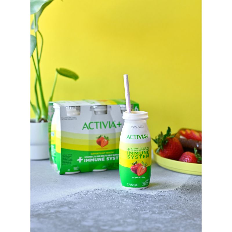 Activia+ Probiotic Strawberry Lowfat Yogurt Drinks - 6ct/3.1 fl oz, 4 of 11