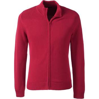 Lands' End School Uniform Men's Cotton Modal Zip Front Cardigan Sweater