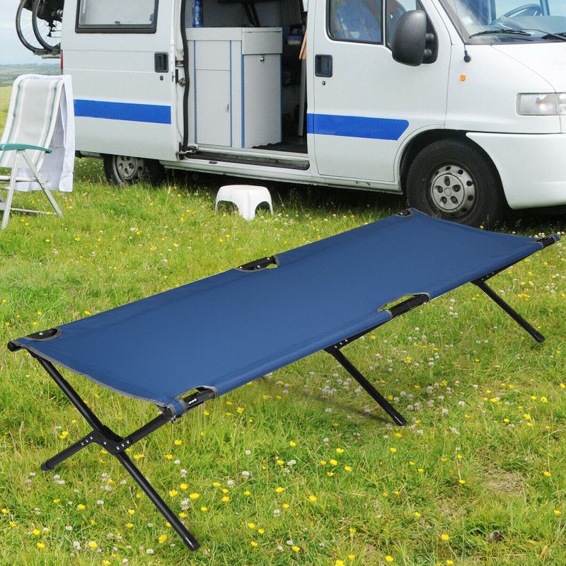 Costway Folding Camping Cot & Bed Heavy-Duty for Adults Kids w/ Carrying Bag 300LBS Blue, 3 of 11