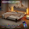 Full Bed Frame with Charging Station, LED Bed Frame with Storage Headboard, Upholstered Platform Bed Frame Full Size - 3 of 4