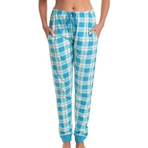 Just Love Womens Buffalo Plaid Knit Jersey Pajama Pants - Buffalo Check Jogger PJ Bottom - 1 of 3