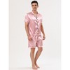 Lars Amadeus Men's Short Sleeve Top and Pants Summer Satin Pajama Sets - 3 of 4