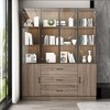 FUFU&GAGA Brown Woodgrain 4 Glass Door Storage Cabinet Bookcase Kitchen Cabinet for Home Office/Living/Kitchen Room - 3 of 4