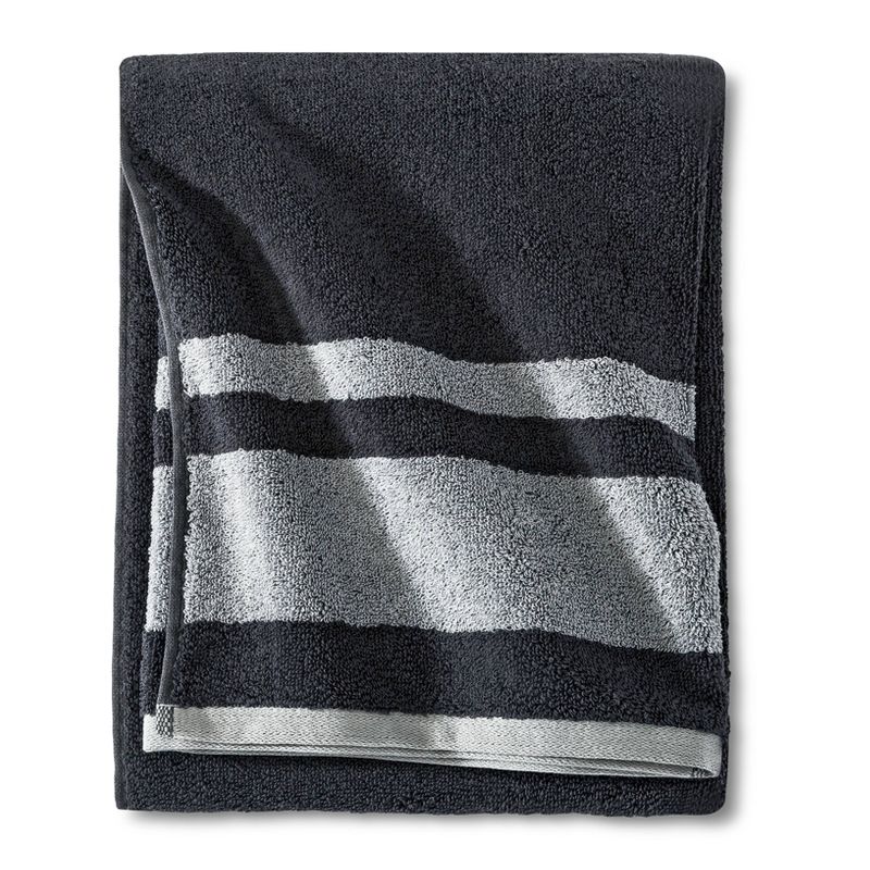Fast Dry Stripe Bath Towel Gray - Room Essentials&#8482;, 1 of 2