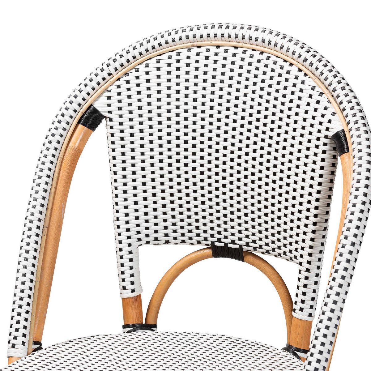 bali & pari Genica Two Tone Weaving and Natural Rattan Bar Stool Black/White - thumbnail 4